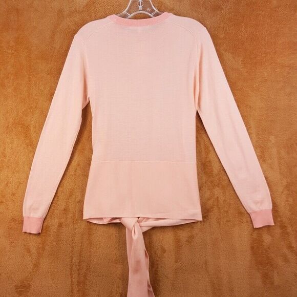 MAJE Womens Sweater Size 1 Small Peach Pullover Thin Knit Wool Tie Front MERYLA - Picture 4 of 8
